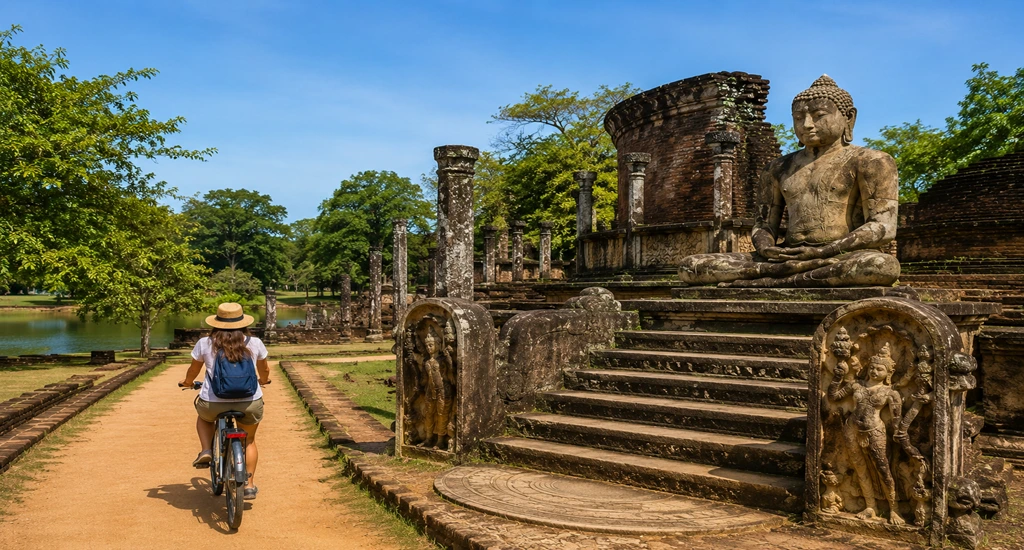 Ancient ruins during a Polonnaruwa day trip from Sigiriya in Sri Lanka