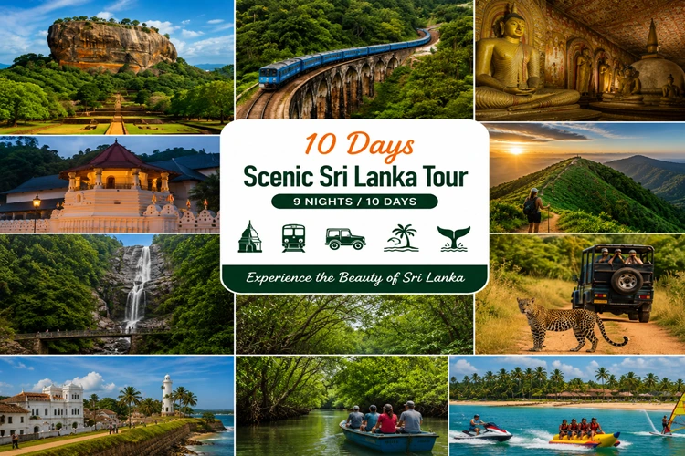 10 Days Scenic Sri Lanka Tour featuring Sigiriya, Ella train journey, Yala safari, beaches, and cultural attractions