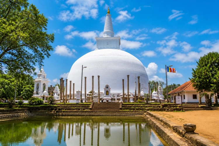 Ruwanwelisaya stupa in Anuradhapura ancient city Sri Lanka with sacred Buddhist temple surroundings