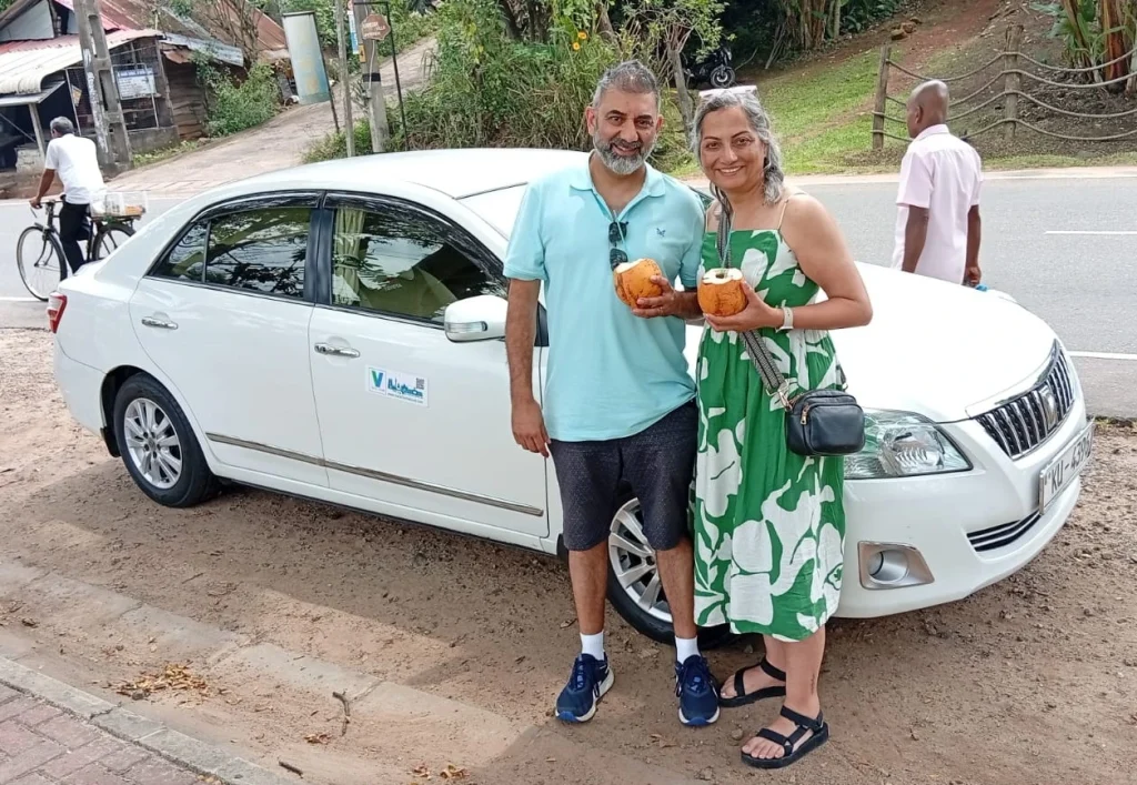 Private sedan car with driver in Sri Lanka for couples and small family tours